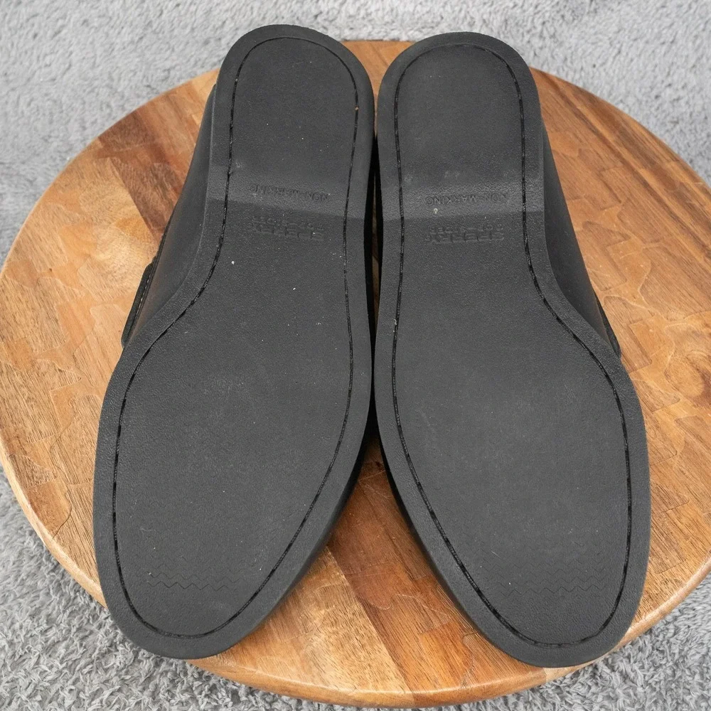 Sperry A/O 2 Eye Triple Black Boat Shoes Men Size 12 Wide Excellent Condition